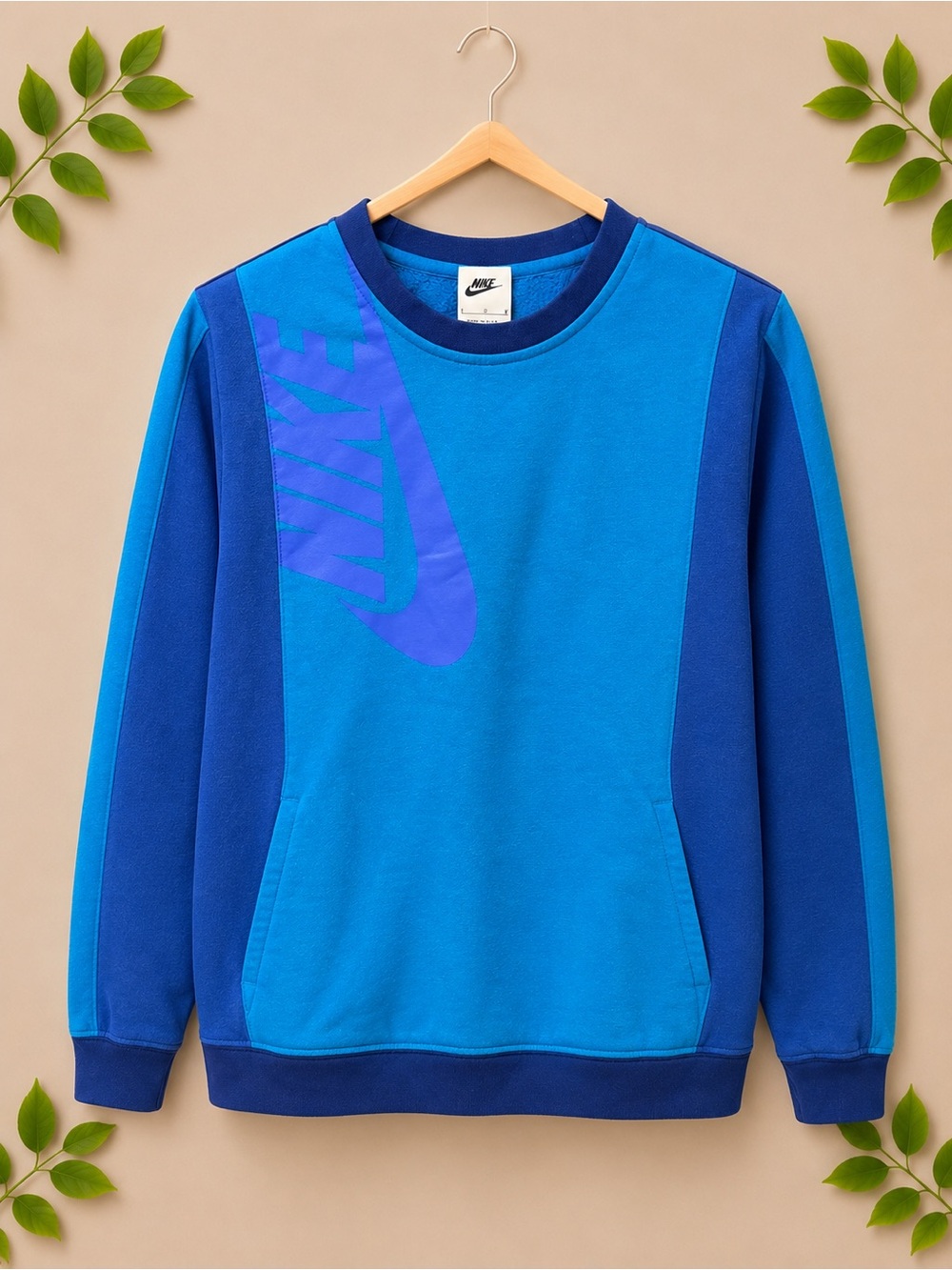 Nike kids Blue Colorblock Crewneck Sweatshirt